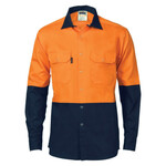 Two Tone Cotton Drill Shirt with Press Studs 