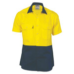 Mens HiVis Two Tone Cotton Drill Vented Shirt