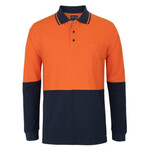 Mens Hi Vis Long Sleeve Cotton Pique Trad Polo